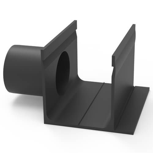 Ein Verbinder mit Frontablauf von Ø 50 mm (geeignet für Typ 65x100).