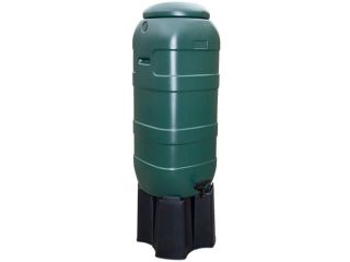 Kunststoff Regentonne Slimline (Rainsaver) grün 100 Liter auf Fuβ.