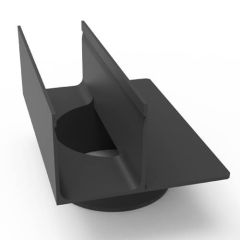 Deze excentrische verbinder met een bodemuitloop van Ø 110 mm (geschikt voor type 65x100), is strak tegen een rand te plaatsen. 